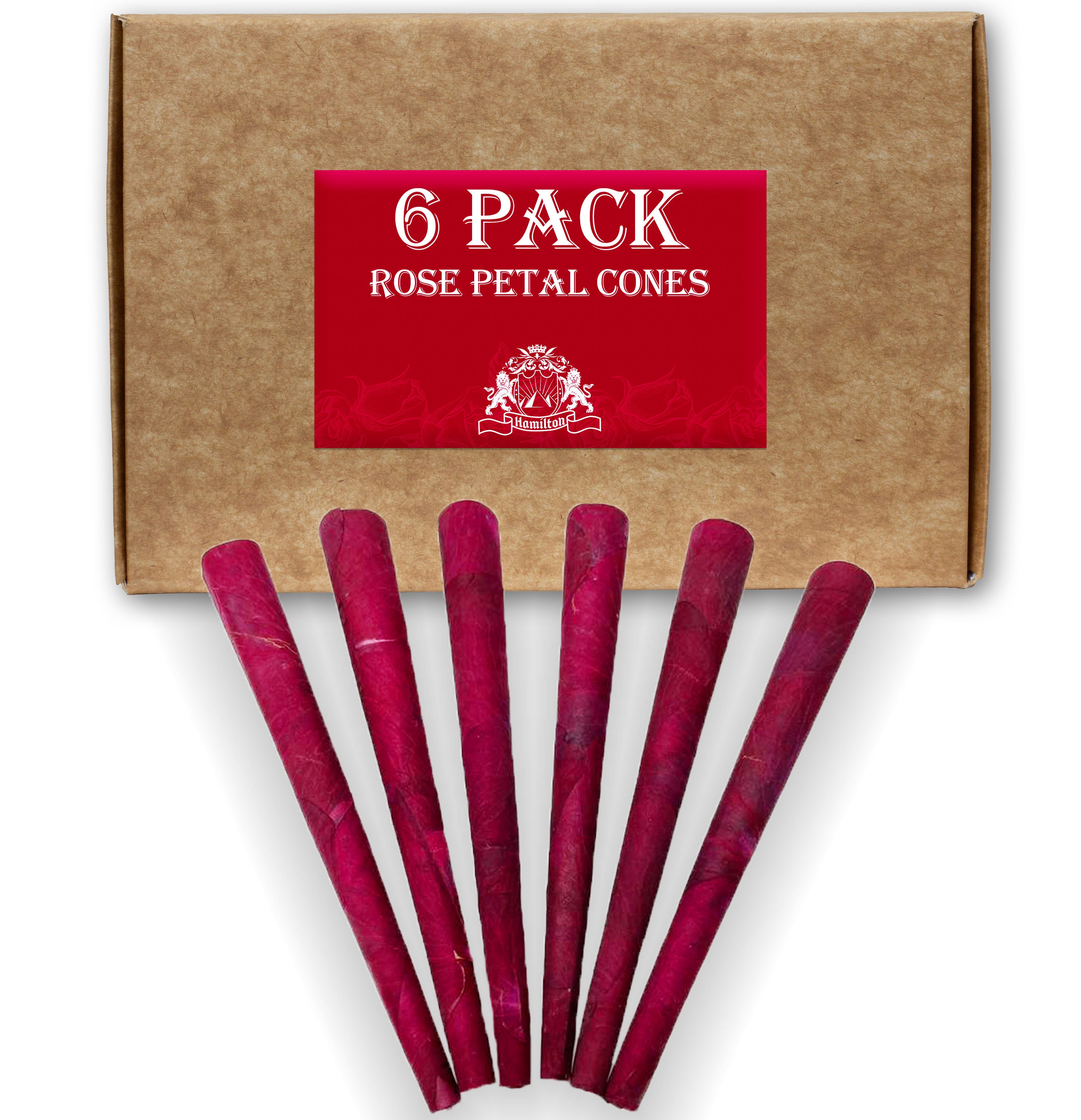 6 King Size Red Rose Petal Preroll Cones With Filter l Natural
